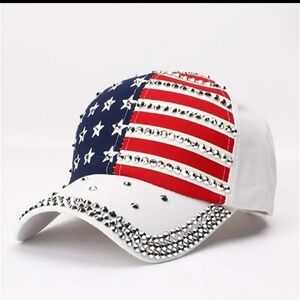 USA Flag Baseball Cap Rhinestone